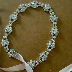 Rhinestone crystal ribbon, head wrap, forehead, hair, accessory,